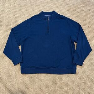 Cutter & Buck Men's Navy Blue 1/4 Zip Mock Neck Sweater Sweatshirt 1XB Preppy